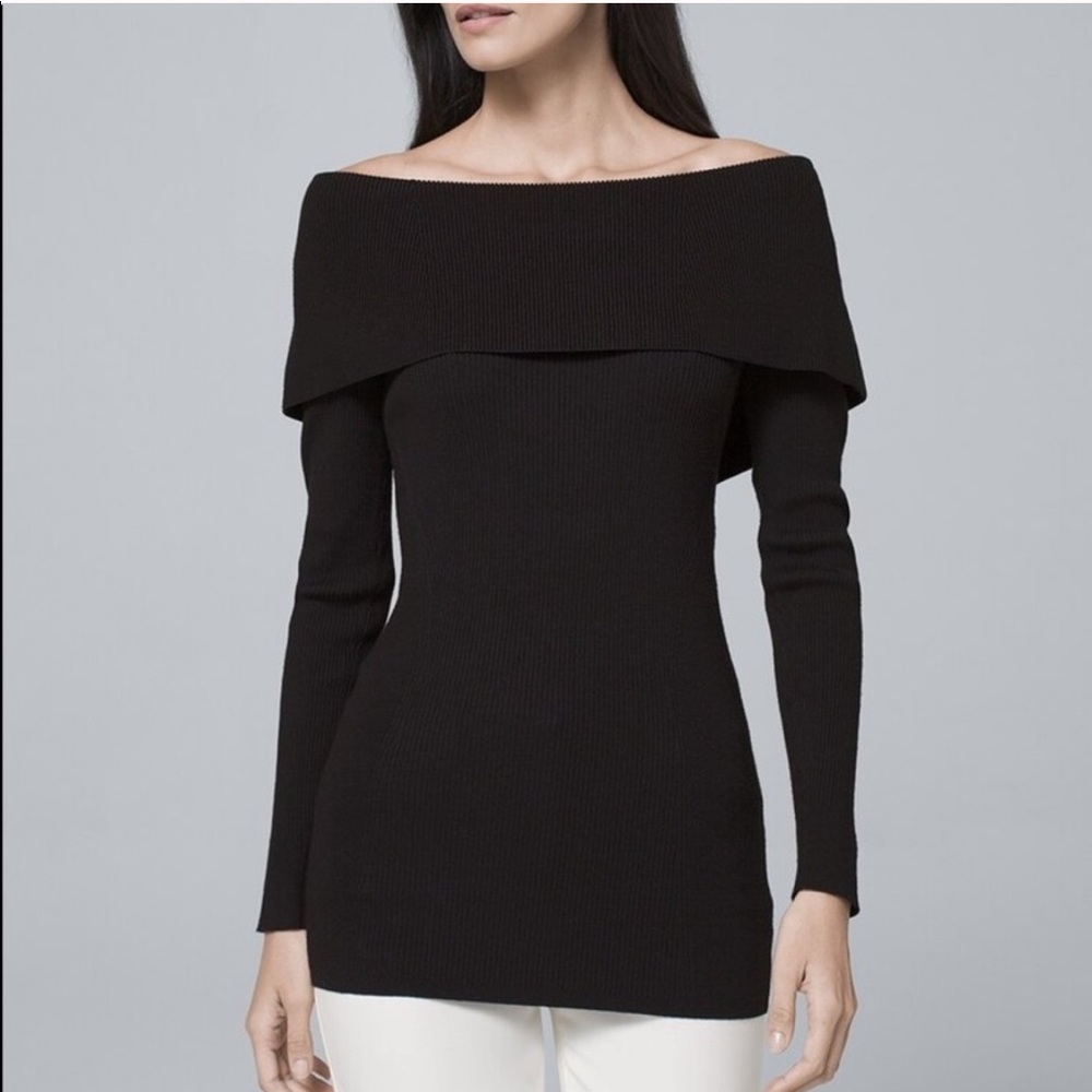 Black Off the Shoulder Bow Back Sweater